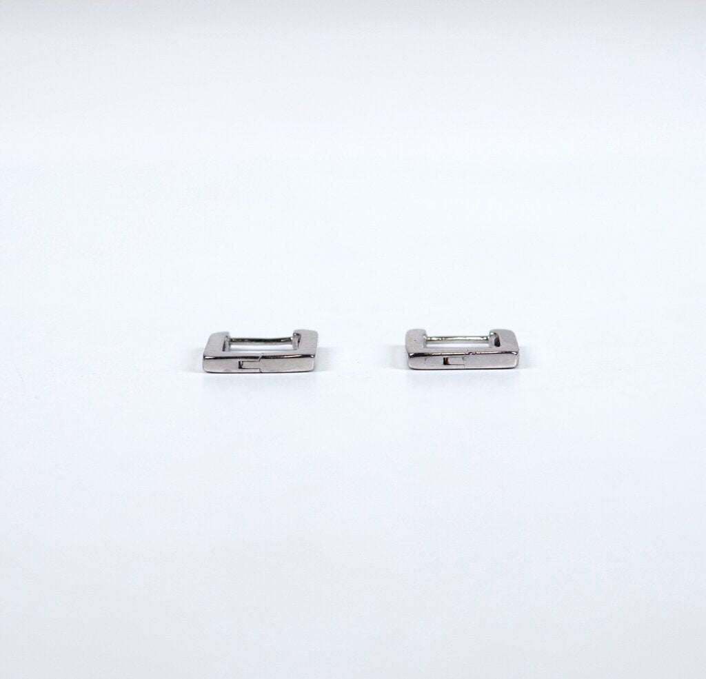 Sterling Hinged Square Huggie Hoops