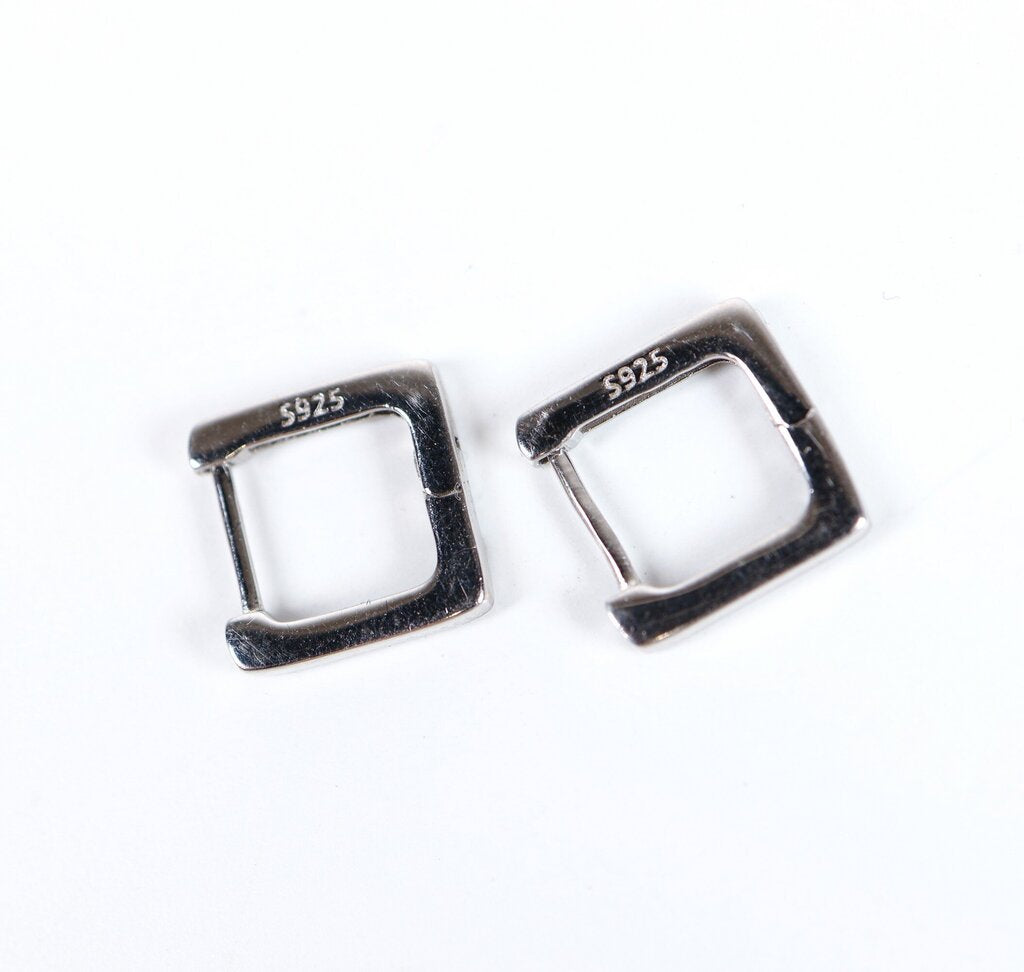 Sterling Hinged Square Huggie Hoops