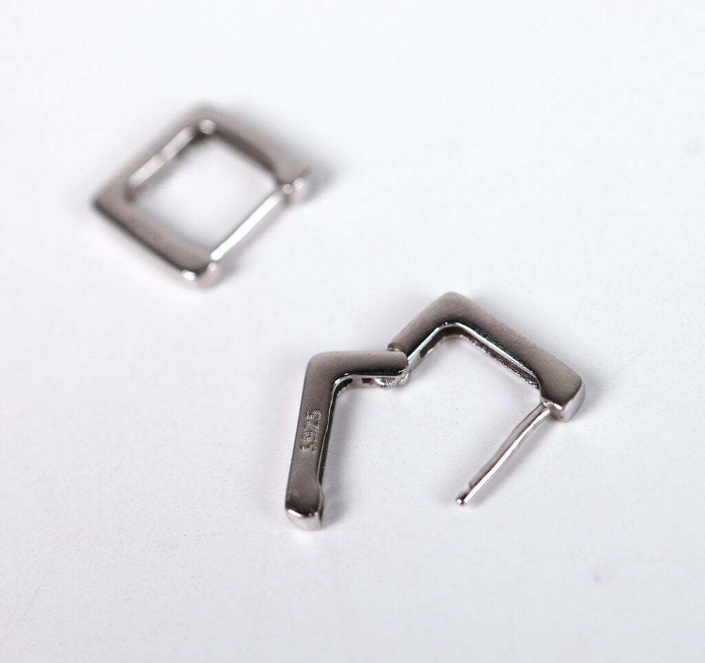 Sterling Hinged Square Huggie Hoops