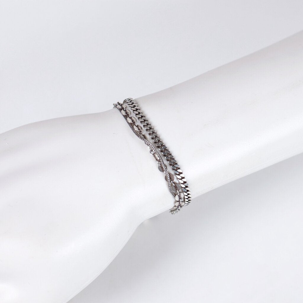 Sterling and Pearl Mixed Chain Bracelet