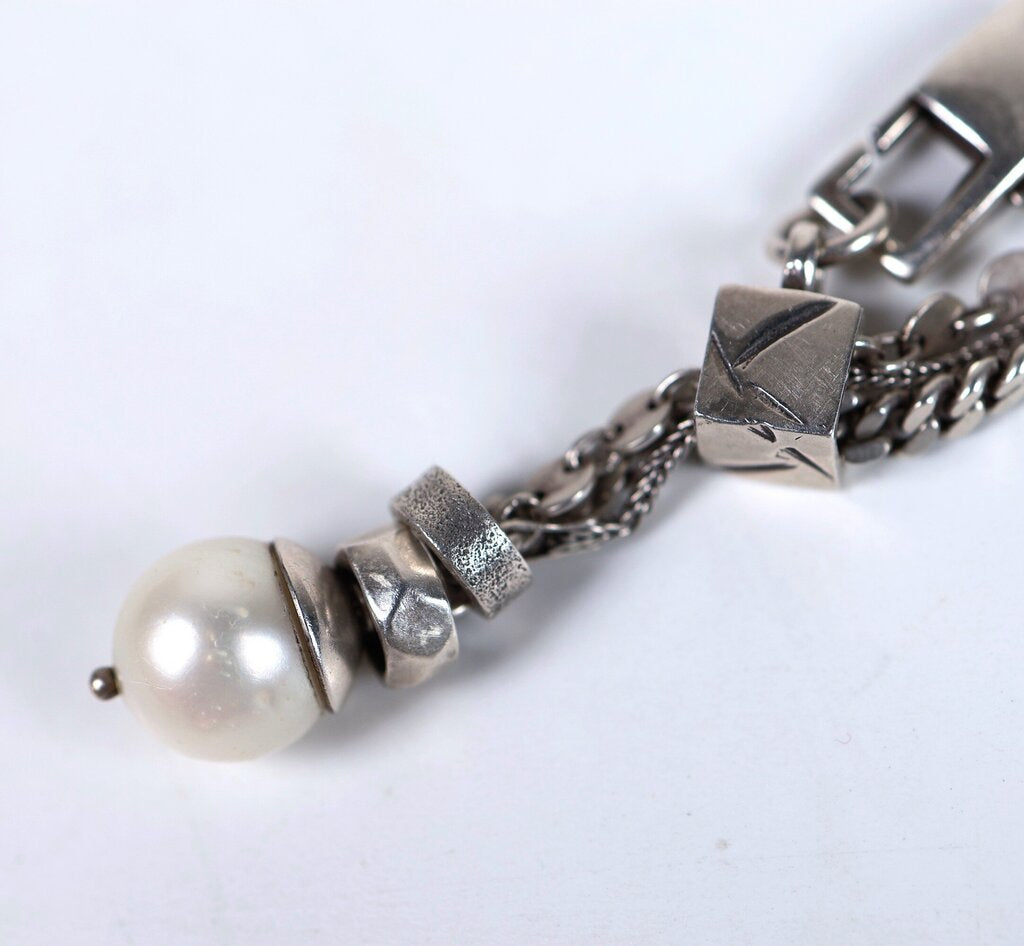 Sterling and Pearl Mixed Chain Bracelet