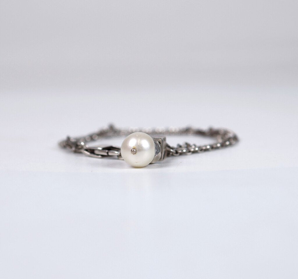 Sterling and Pearl Mixed Chain Bracelet