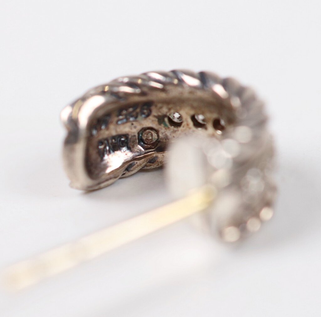Sterling and Diamond Cable Pave Huggie Hoops