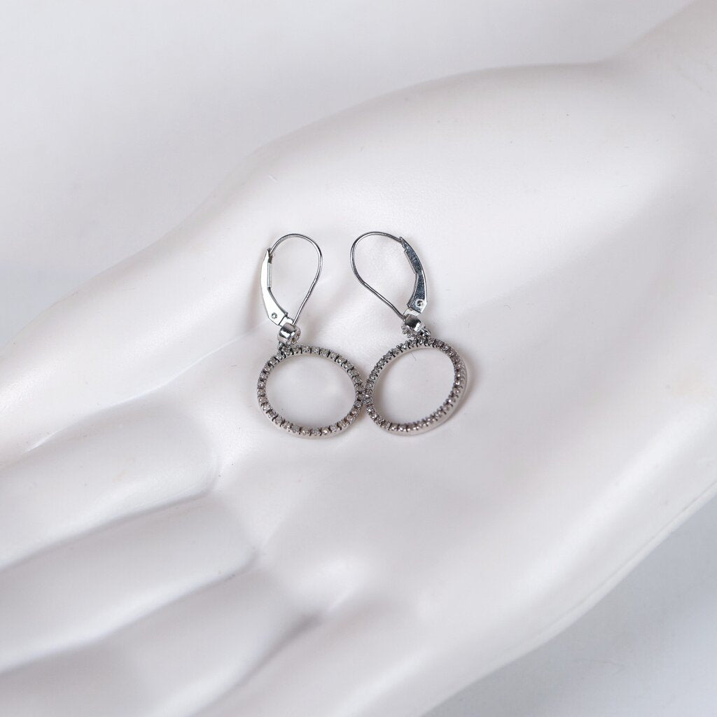 10K and Diamond Circle Earrings