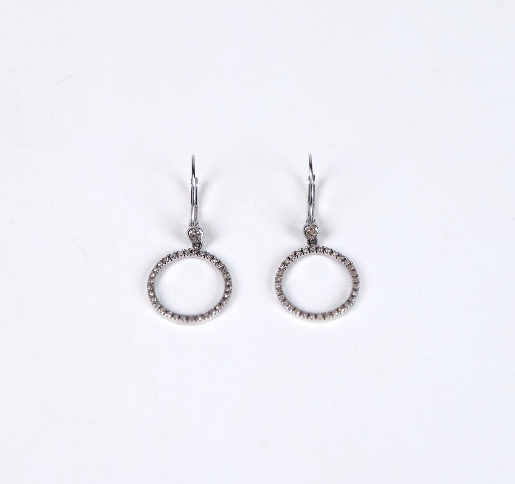 10K and Diamond Circle Earrings