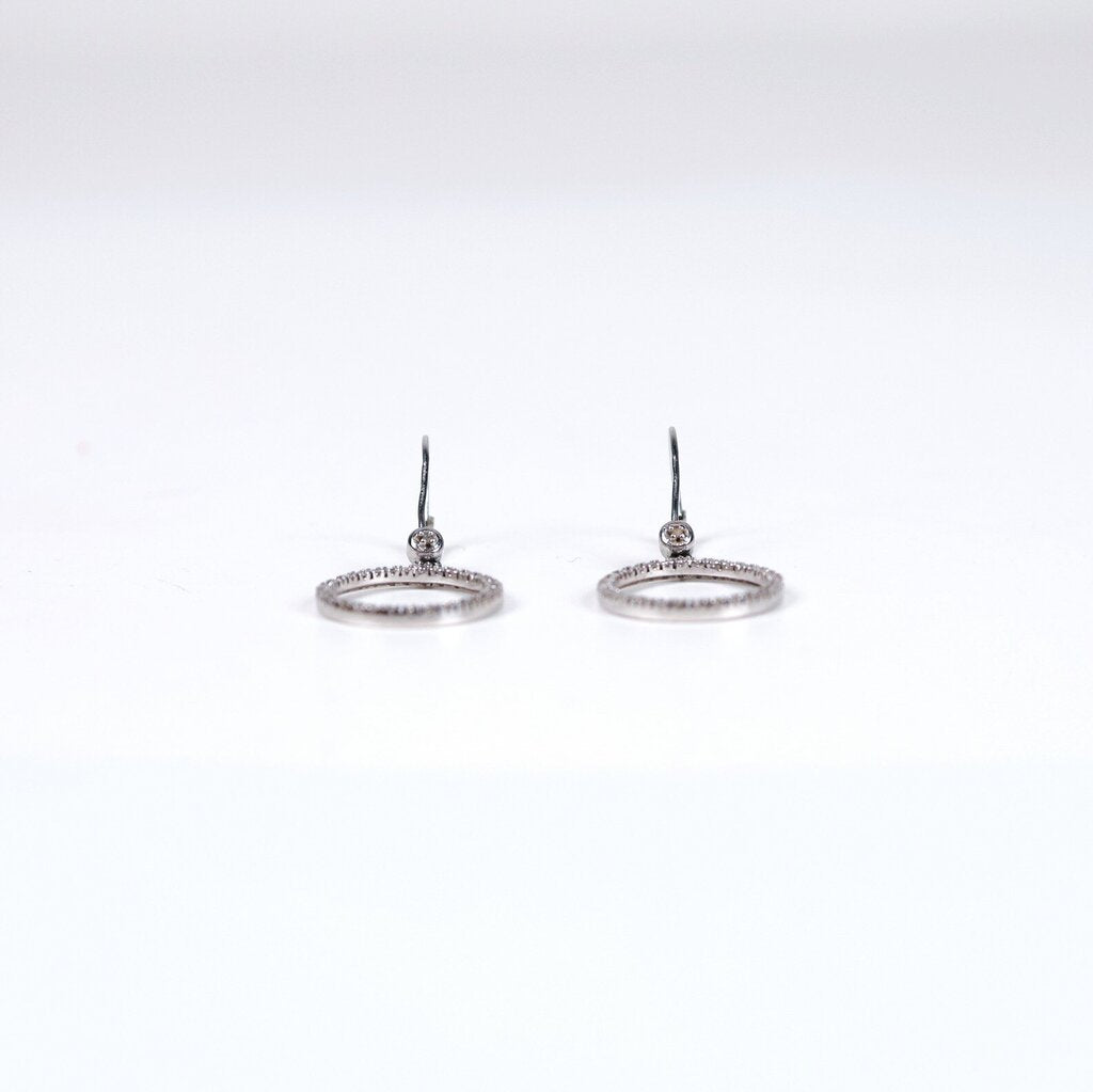 10K and Diamond Circle Earrings