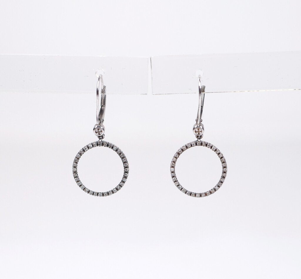10K and Diamond Circle Earrings
