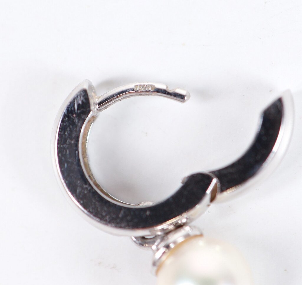 18K and Pearl Huggie Hoops