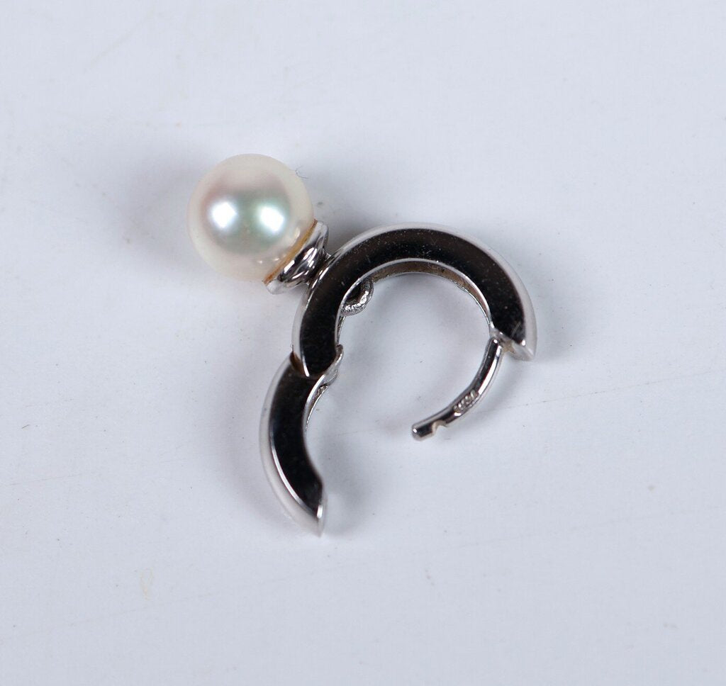 18K and Pearl Huggie Hoops