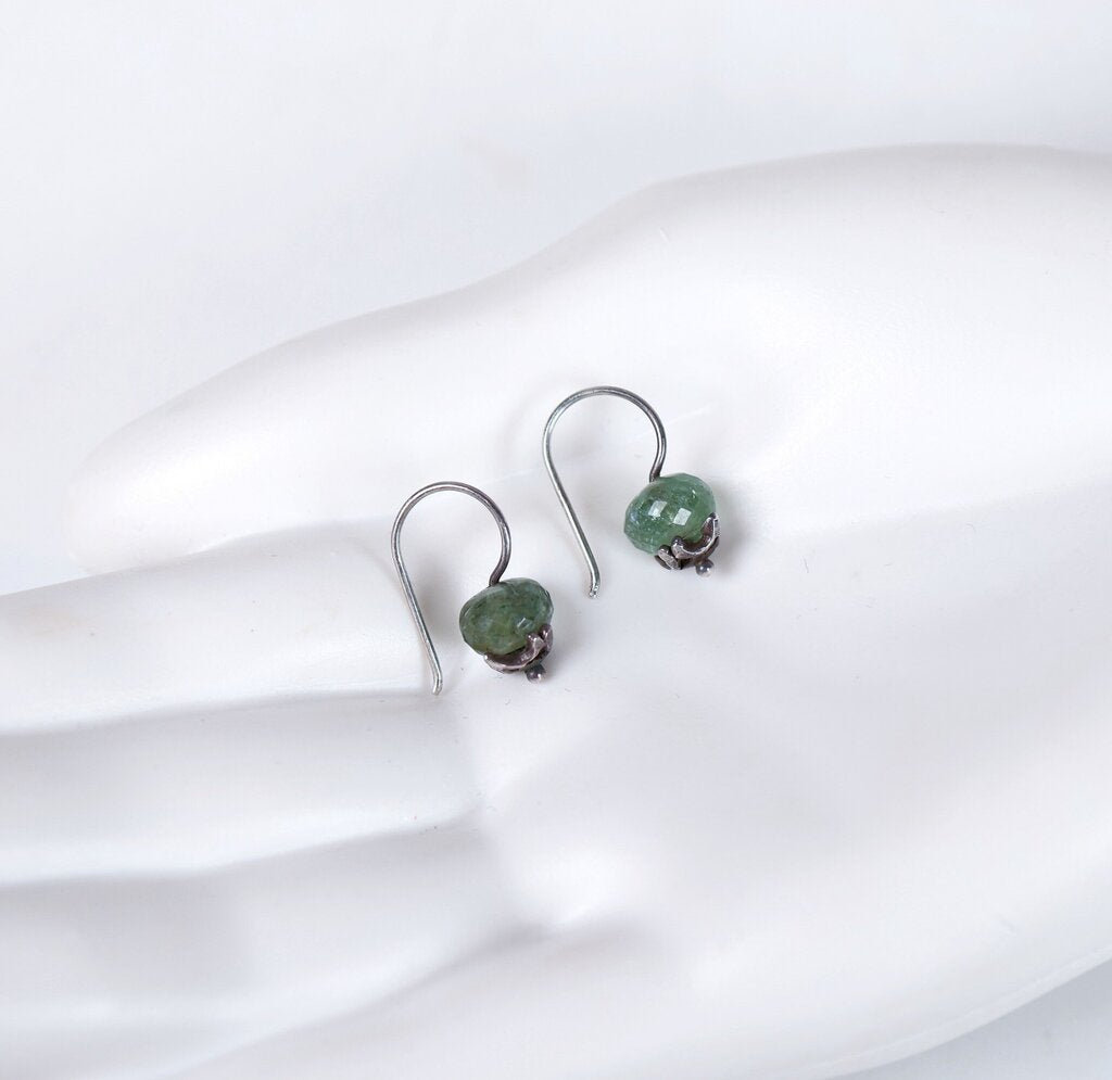 Sterling and Raw Aquamarine Earrings