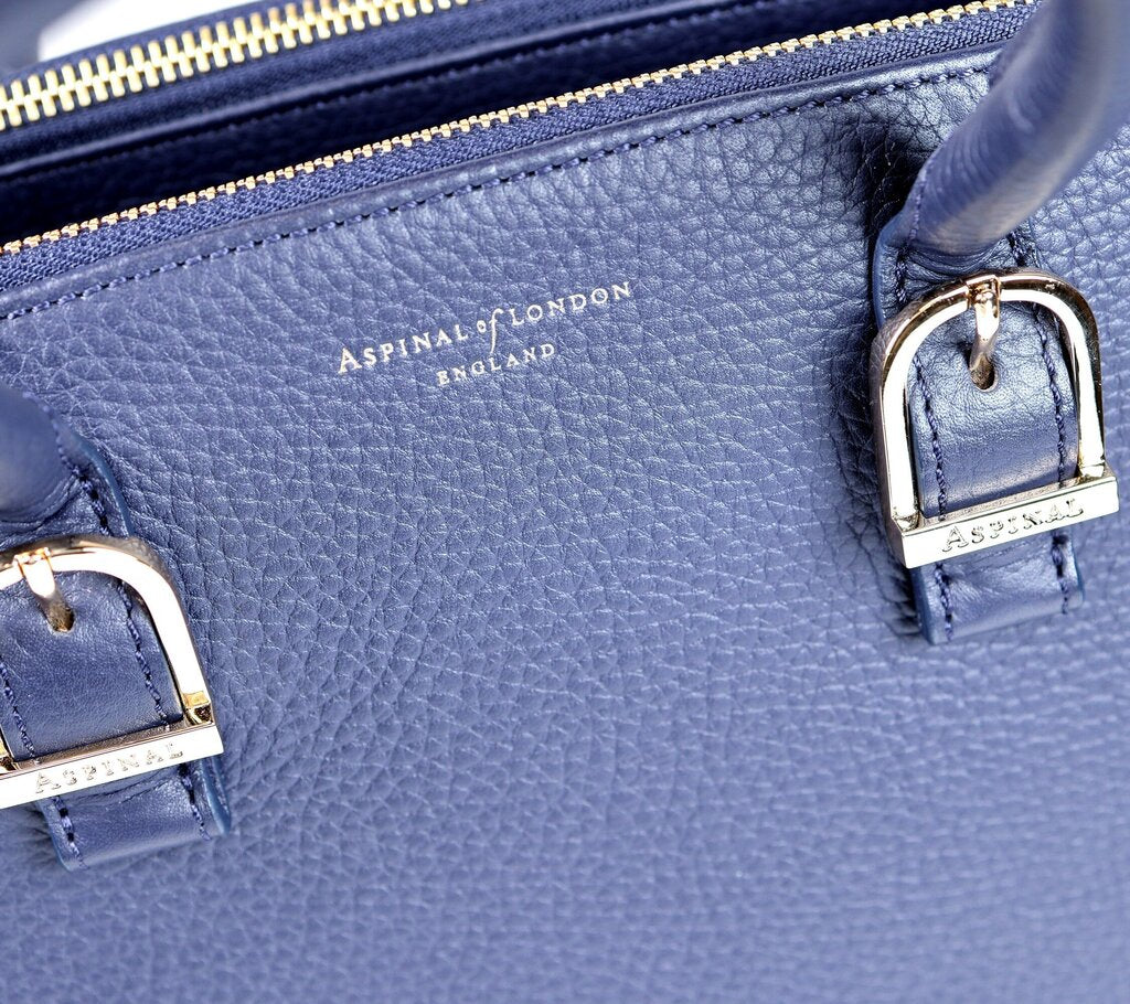 Navy Leather 2 Handled Stuctured Tote