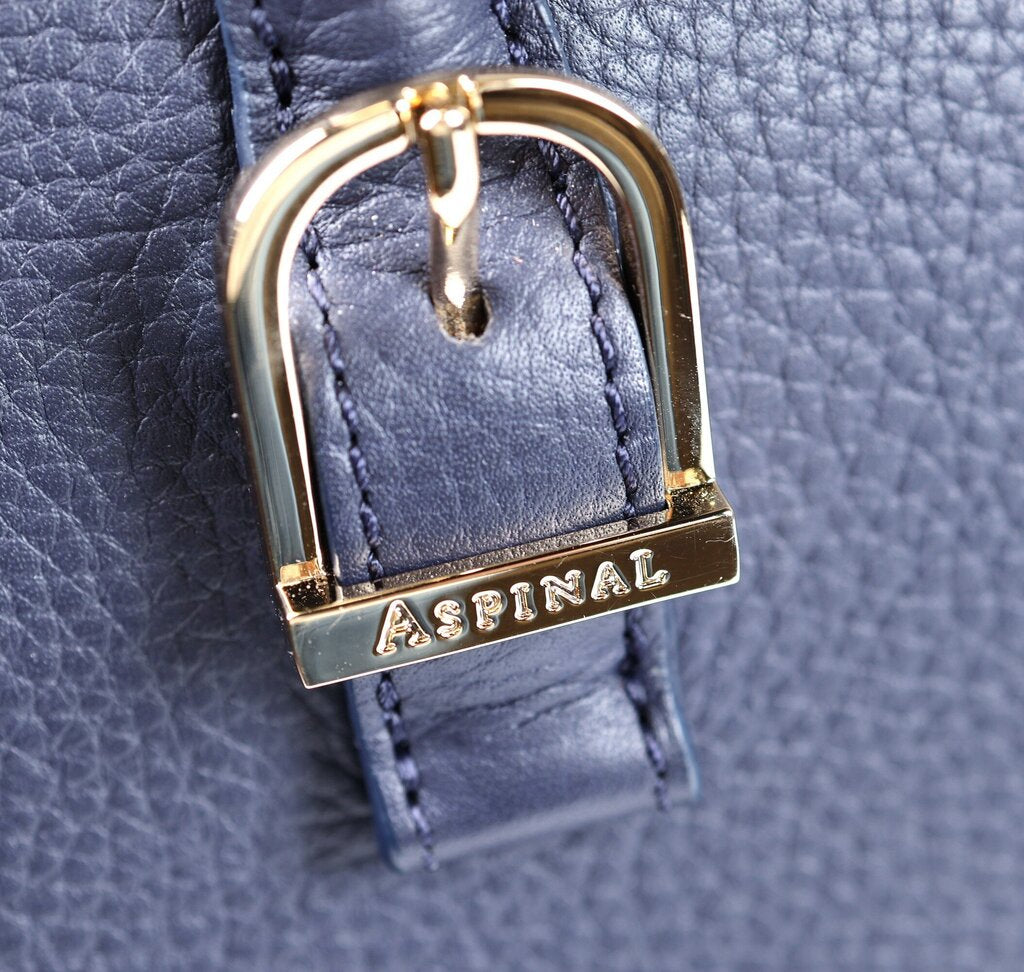Navy Leather 2 Handled Stuctured Tote