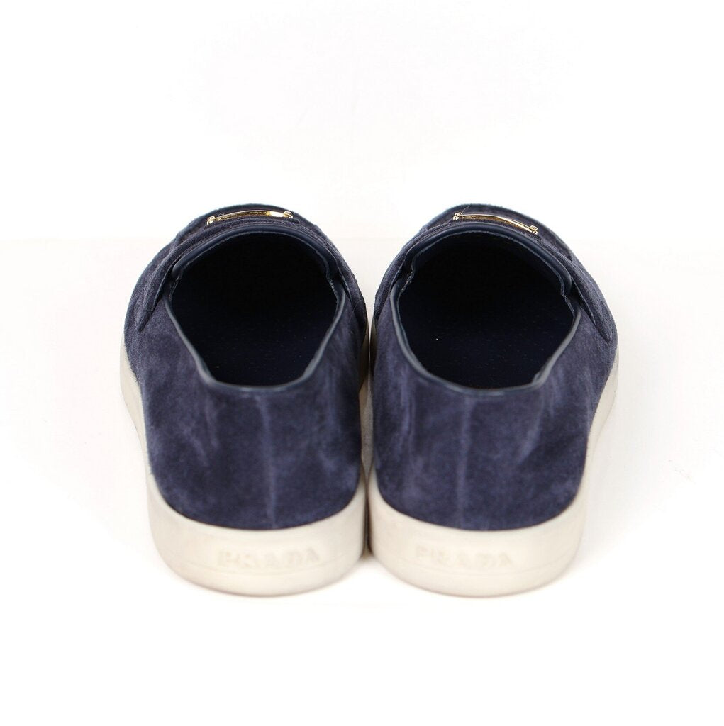 Navy Suede Slip-on Loafers (5.5)