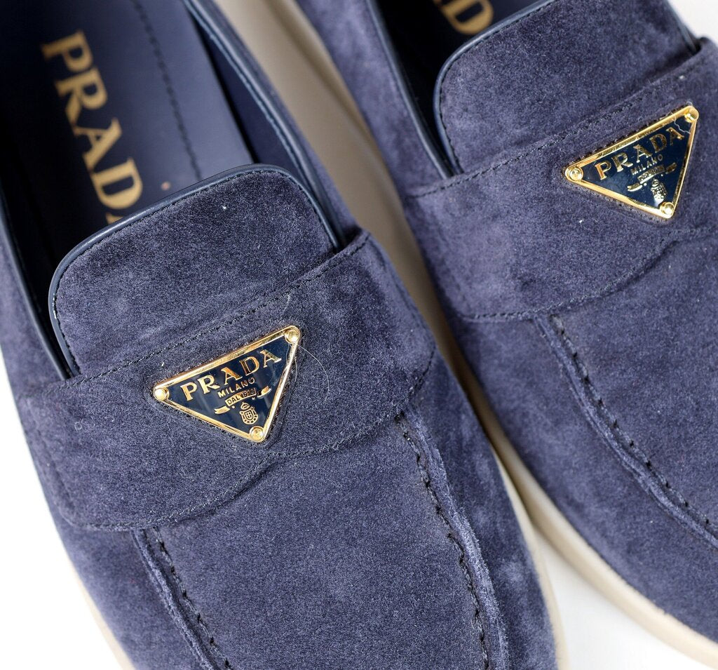 Navy Suede Slip-on Loafers (5.5)