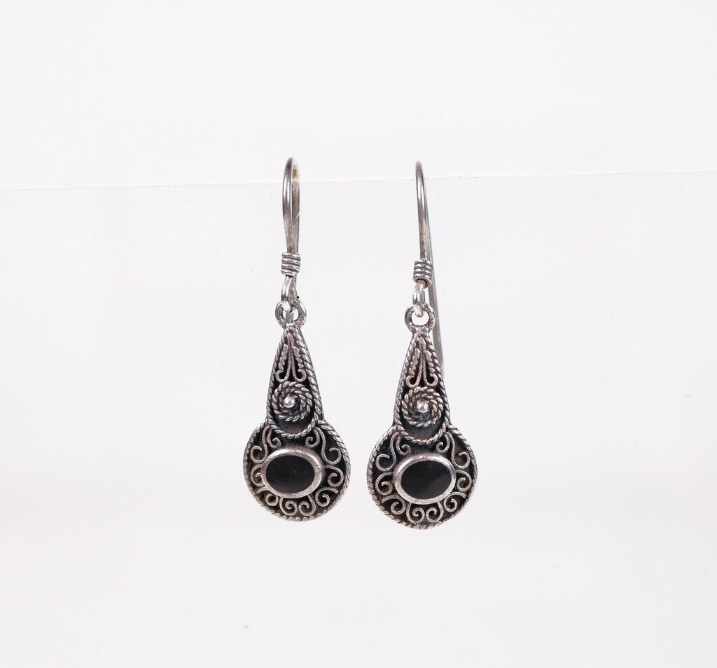 Sterling and Onyx Earrings