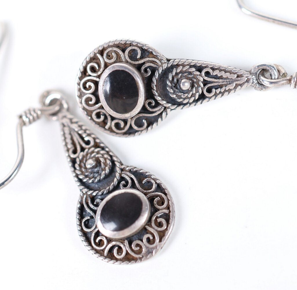 Sterling and Onyx Earrings