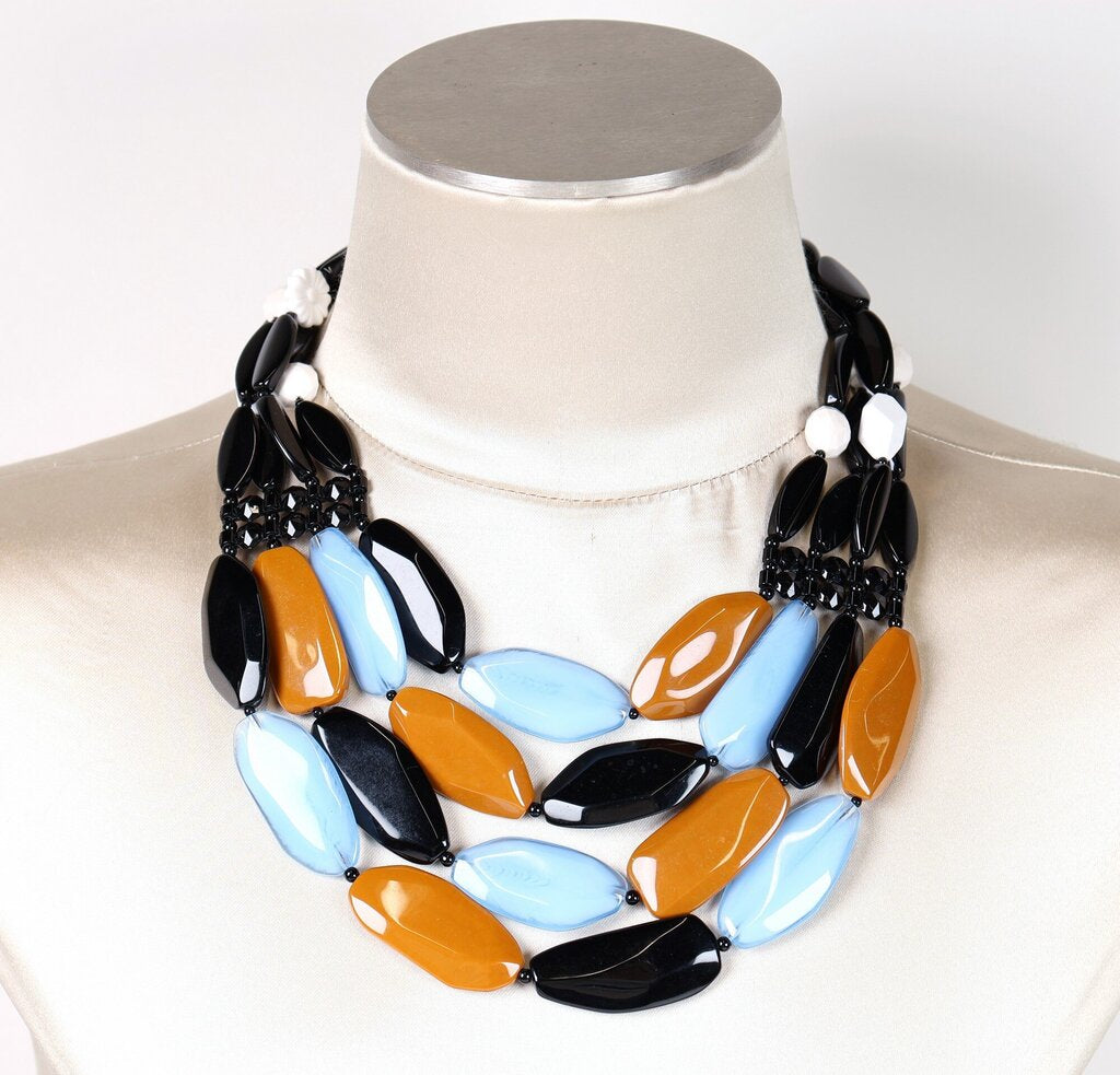 'Laurel' Resin Necklace in Sky