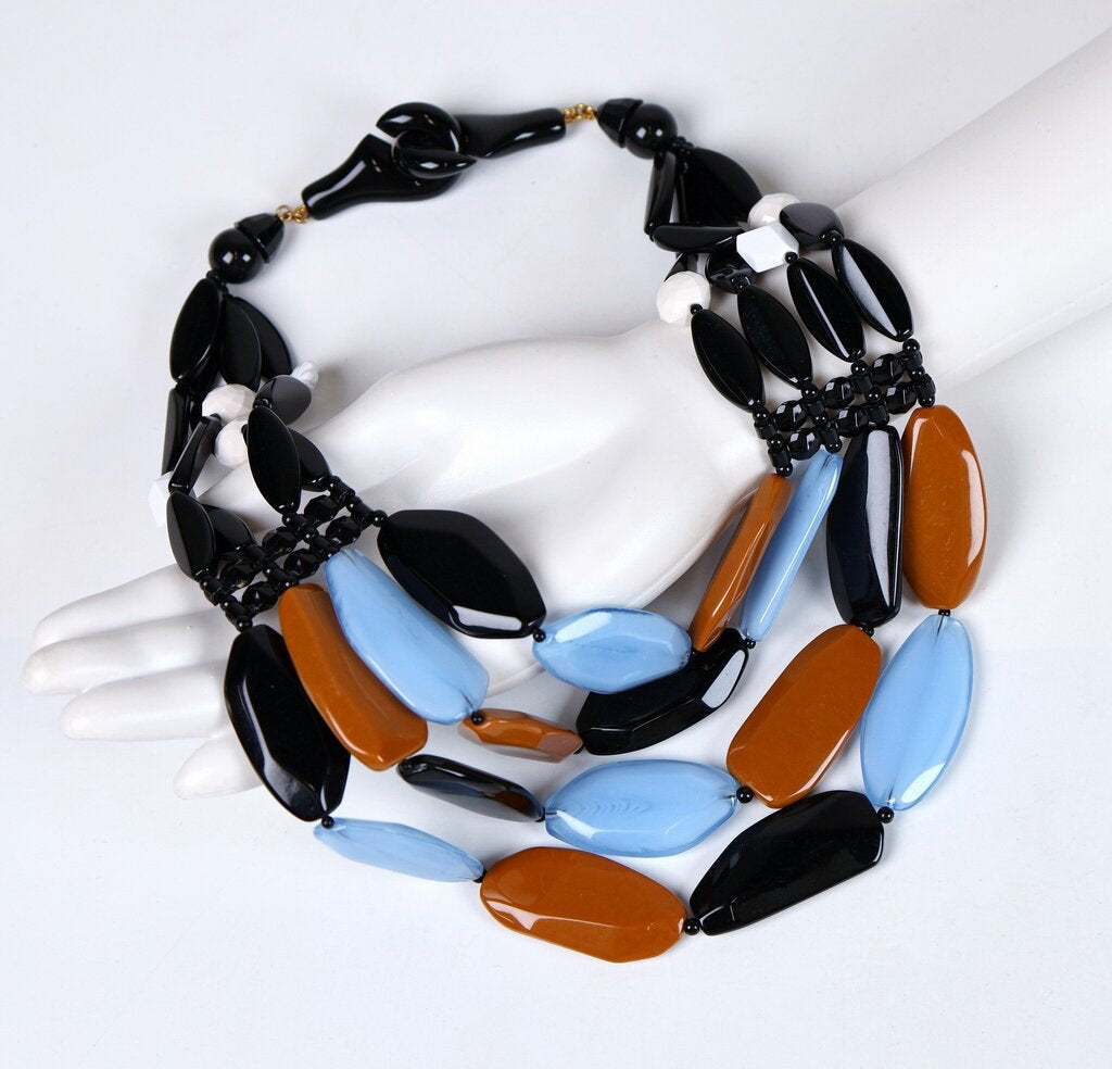 'Laurel' Resin Necklace in Sky