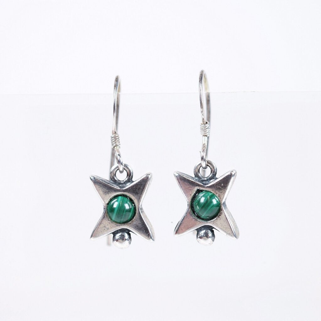 Sterling and Malachite 'Quasar' Earrings