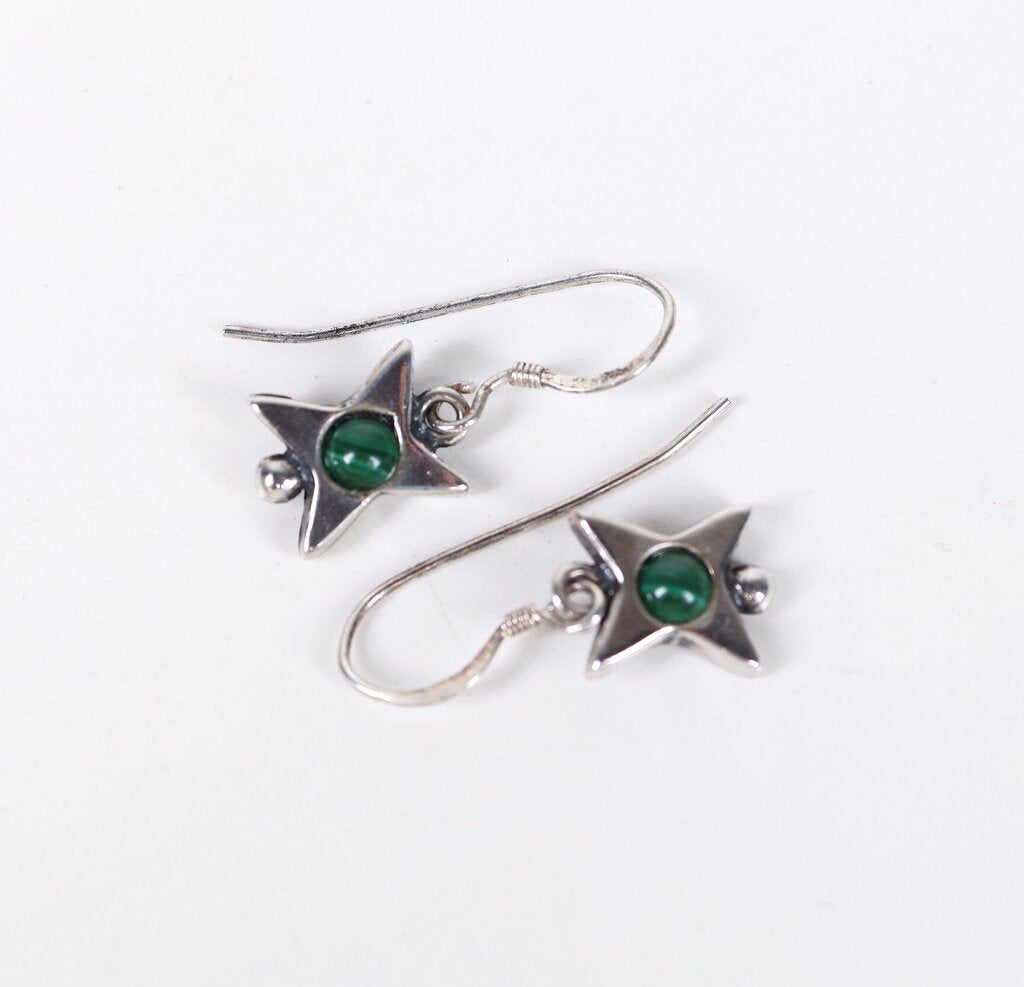 Sterling and Malachite 'Quasar' Earrings
