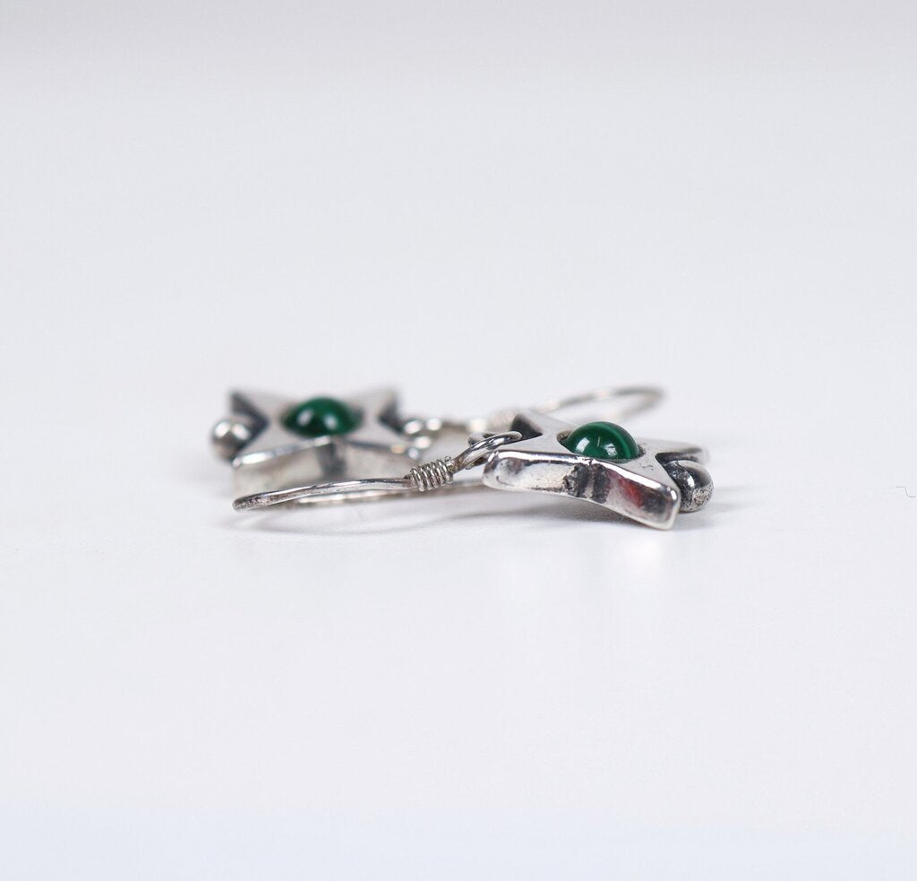 Sterling and Malachite 'Quasar' Earrings