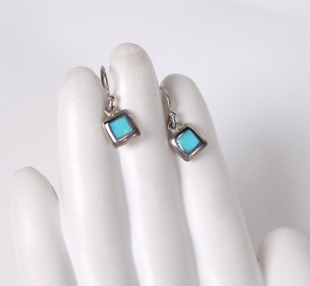 Sterling and Turquoise Resin Earrings