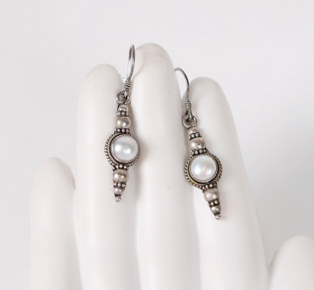 Sterling and Pearl Earrings