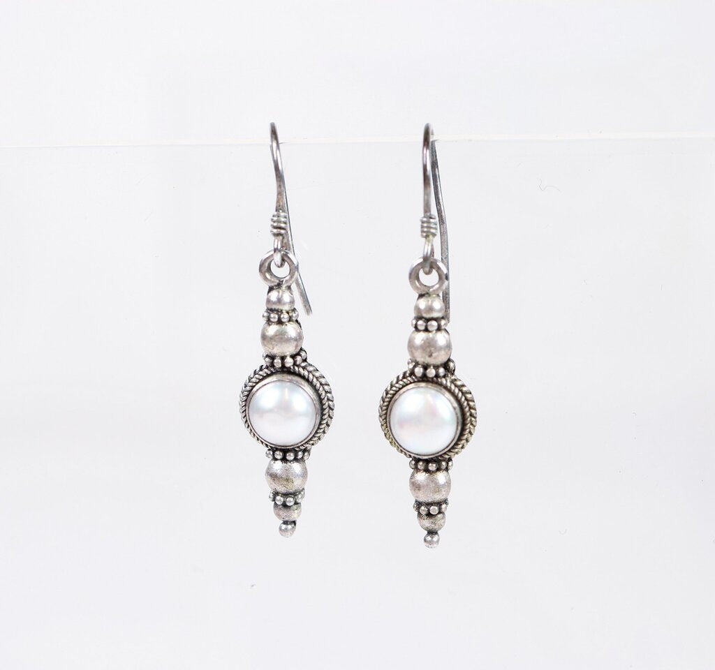 Sterling and Pearl Earrings
