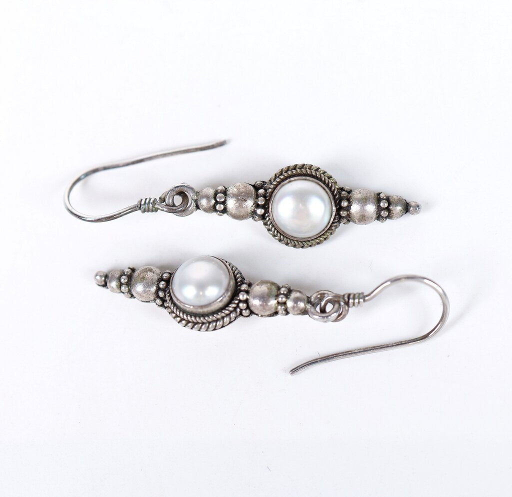 Sterling and Pearl Earrings