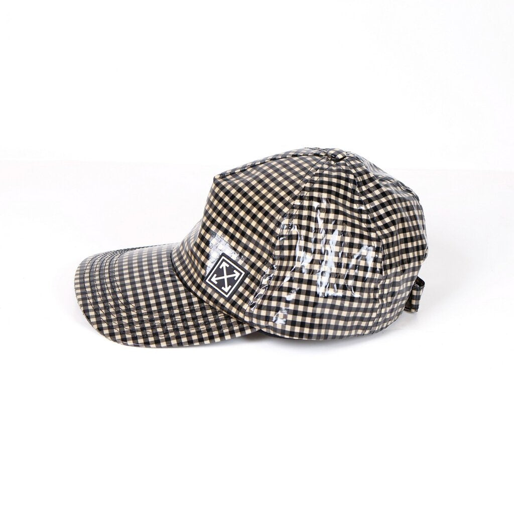 Tan and Black Checkered Rain Cap