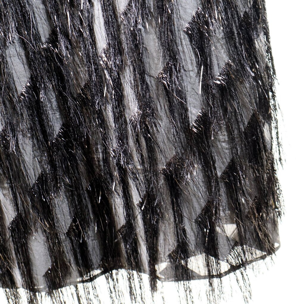 Black Sleeveless Fringe Dress (L/12)