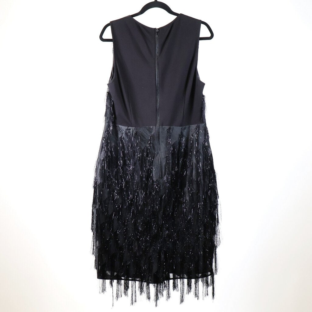 Black Sleeveless Fringe Dress (L/12)