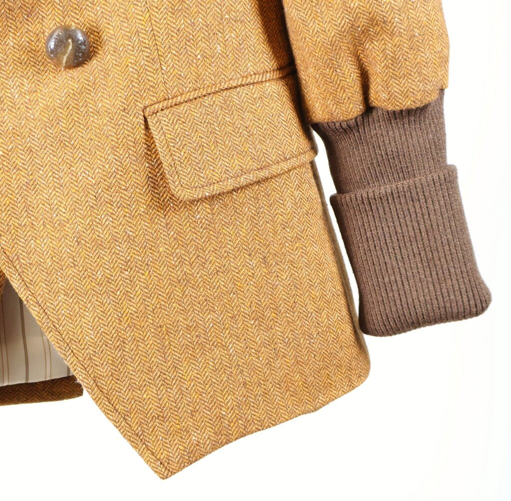 Brown Tweed Double Breasted Asymmetrical blazer (XS/2)