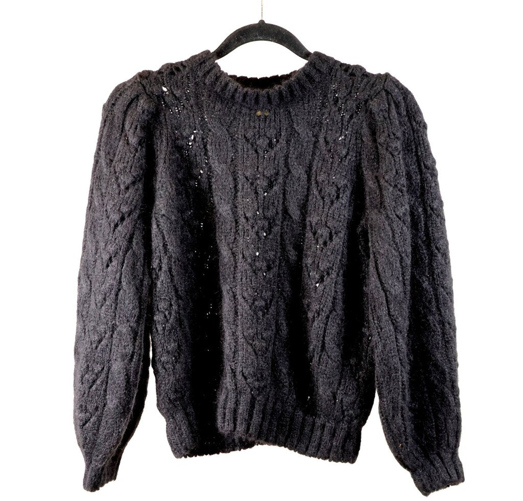 Black Alpaca Blend Knit Cropped (S)