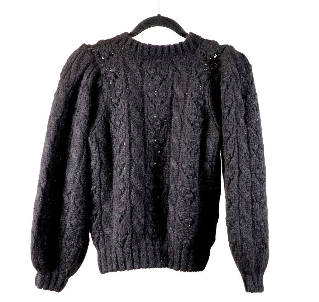 Black Alpaca Blend Knit Cropped (S)