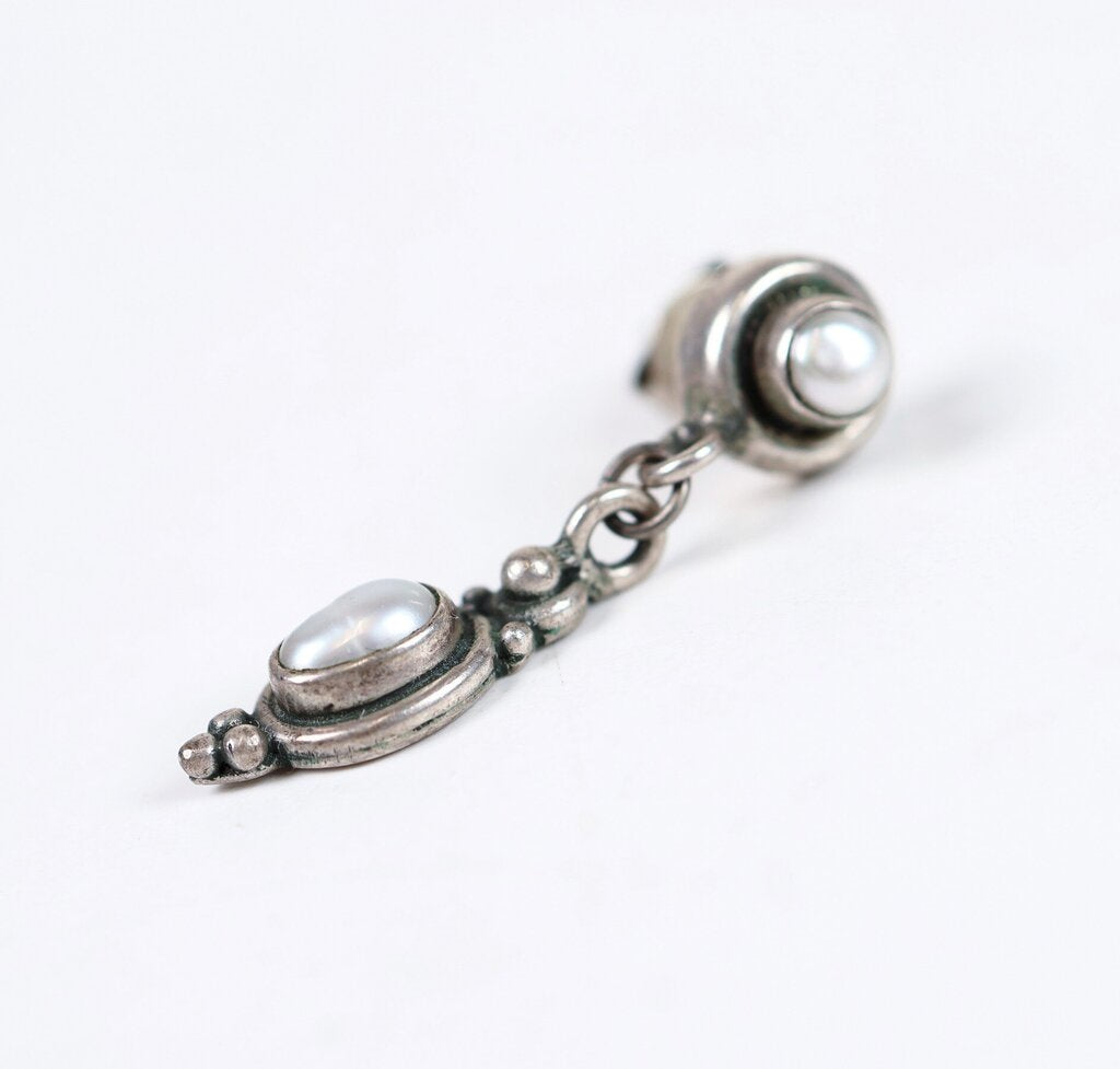 Sterling and Pearl Dangle Earrings
