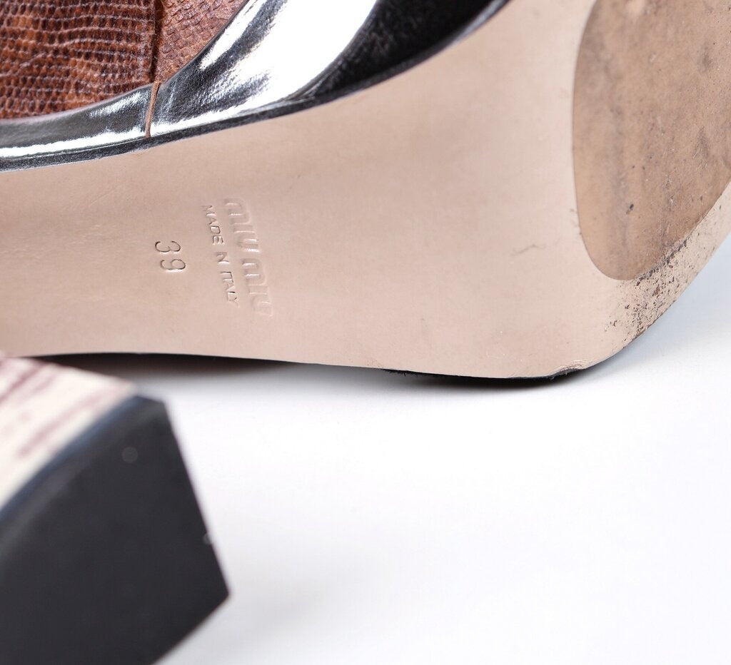 Stamped Snakeskin Leather Bow Platform Bootie (39/9)