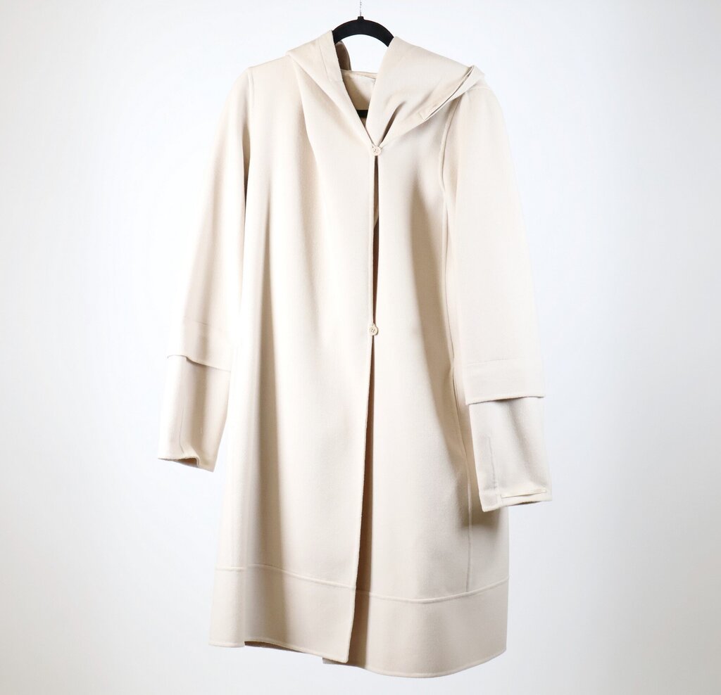 Cream Cashmere Coat with Hoodie (L/14)