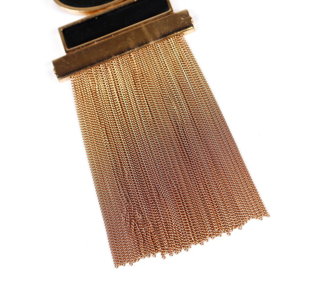Goldtone Black Enamel Bib Necklace