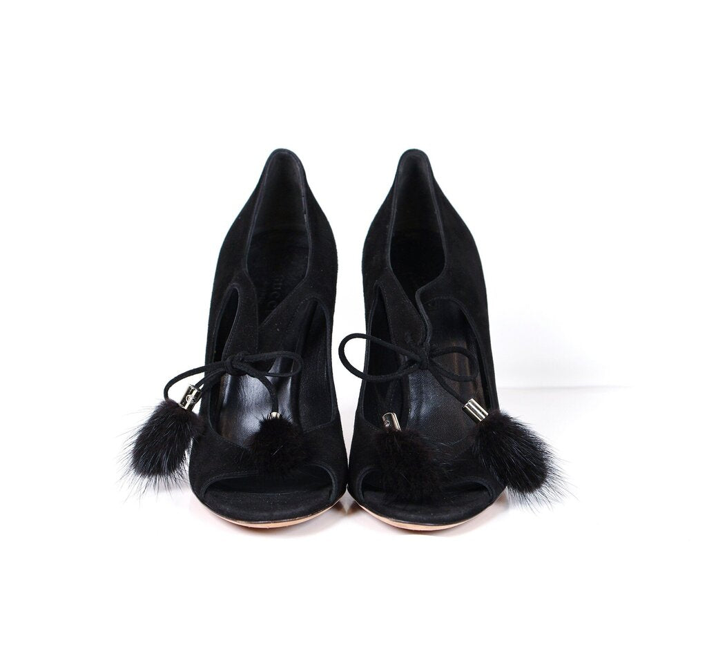 Black Suede with Tassel Ties Sandals (7.5)