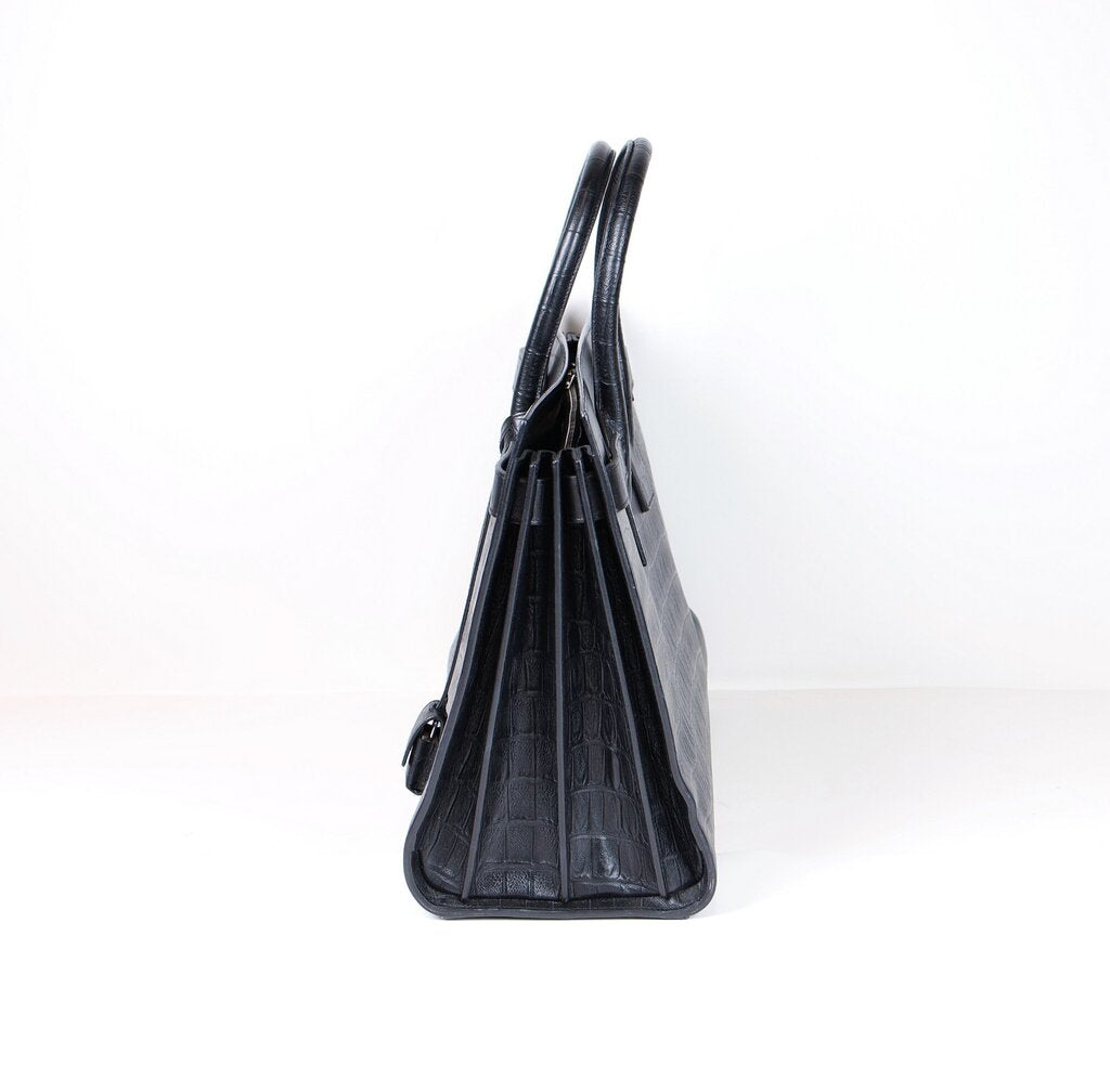 Black Crocodile Embossed "Sac De Jour"