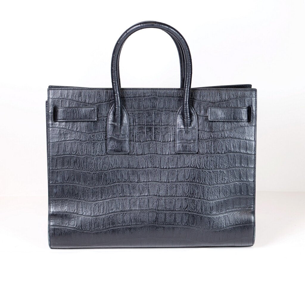 Black Crocodile Embossed "Sac De Jour"