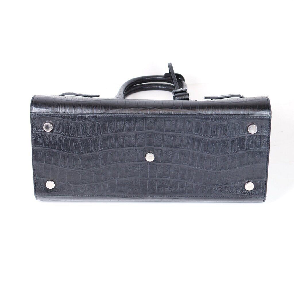 Black Crocodile Embossed "Sac De Jour"