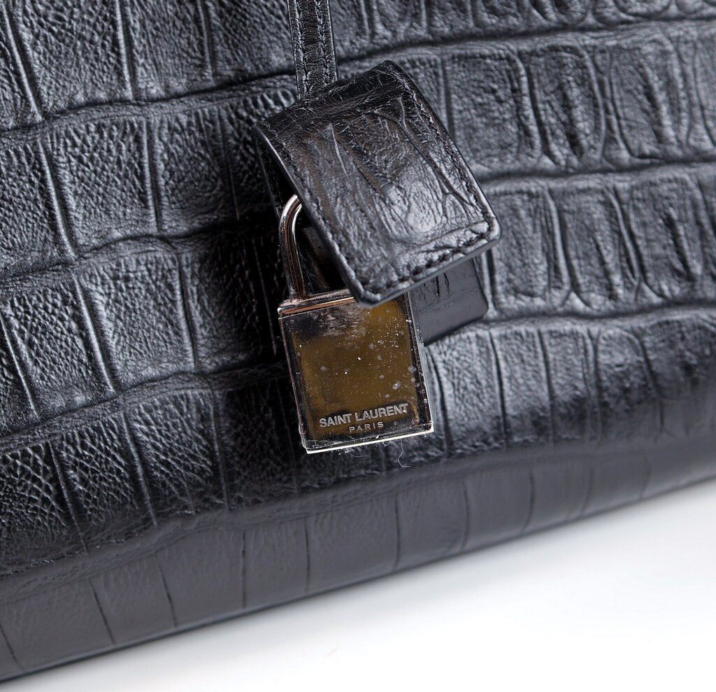 Black Crocodile Embossed "Sac De Jour"