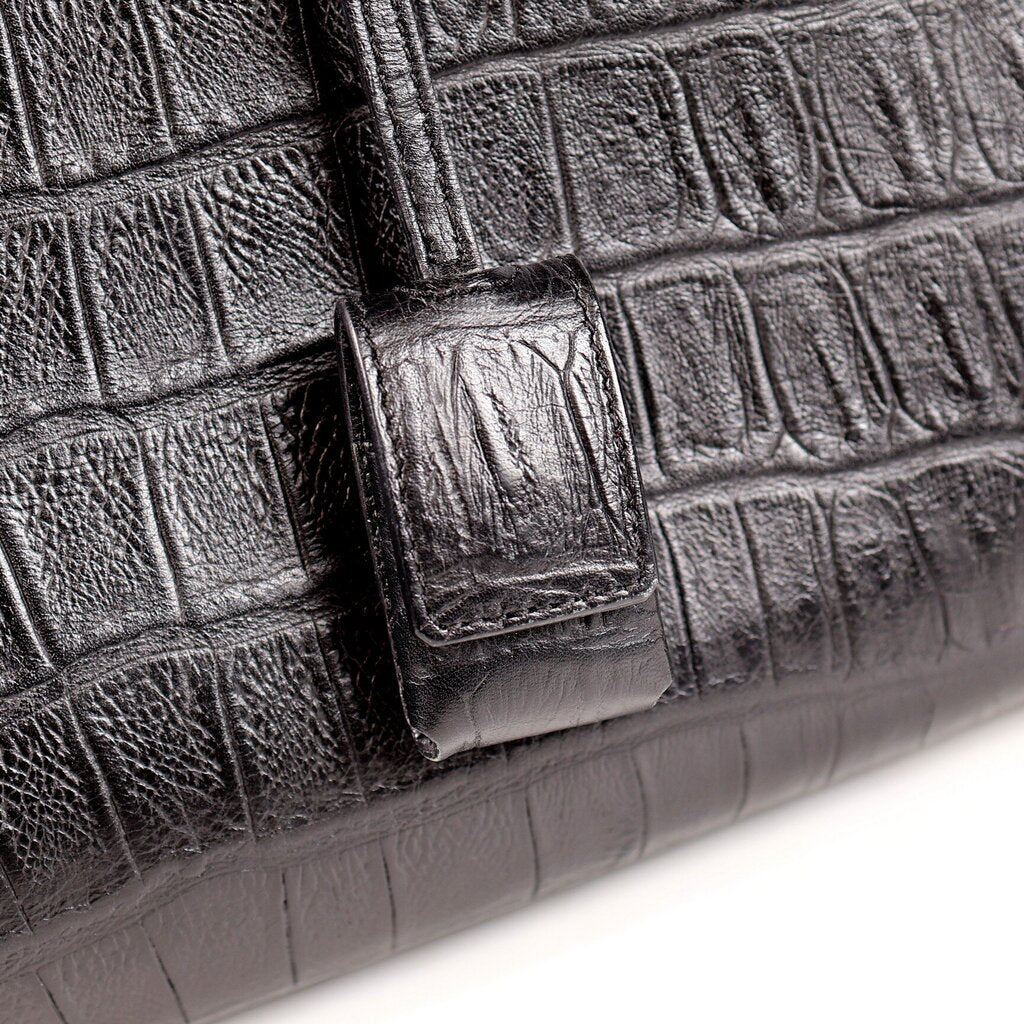Black Crocodile Embossed "Sac De Jour"