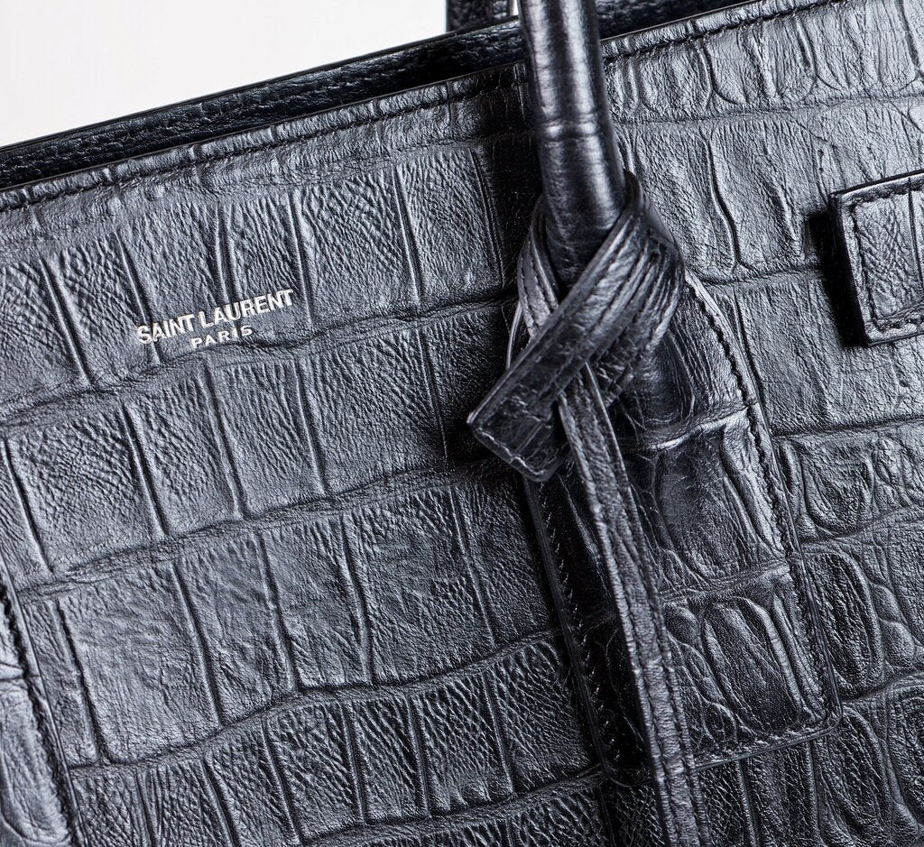 Black Crocodile Embossed "Sac De Jour"