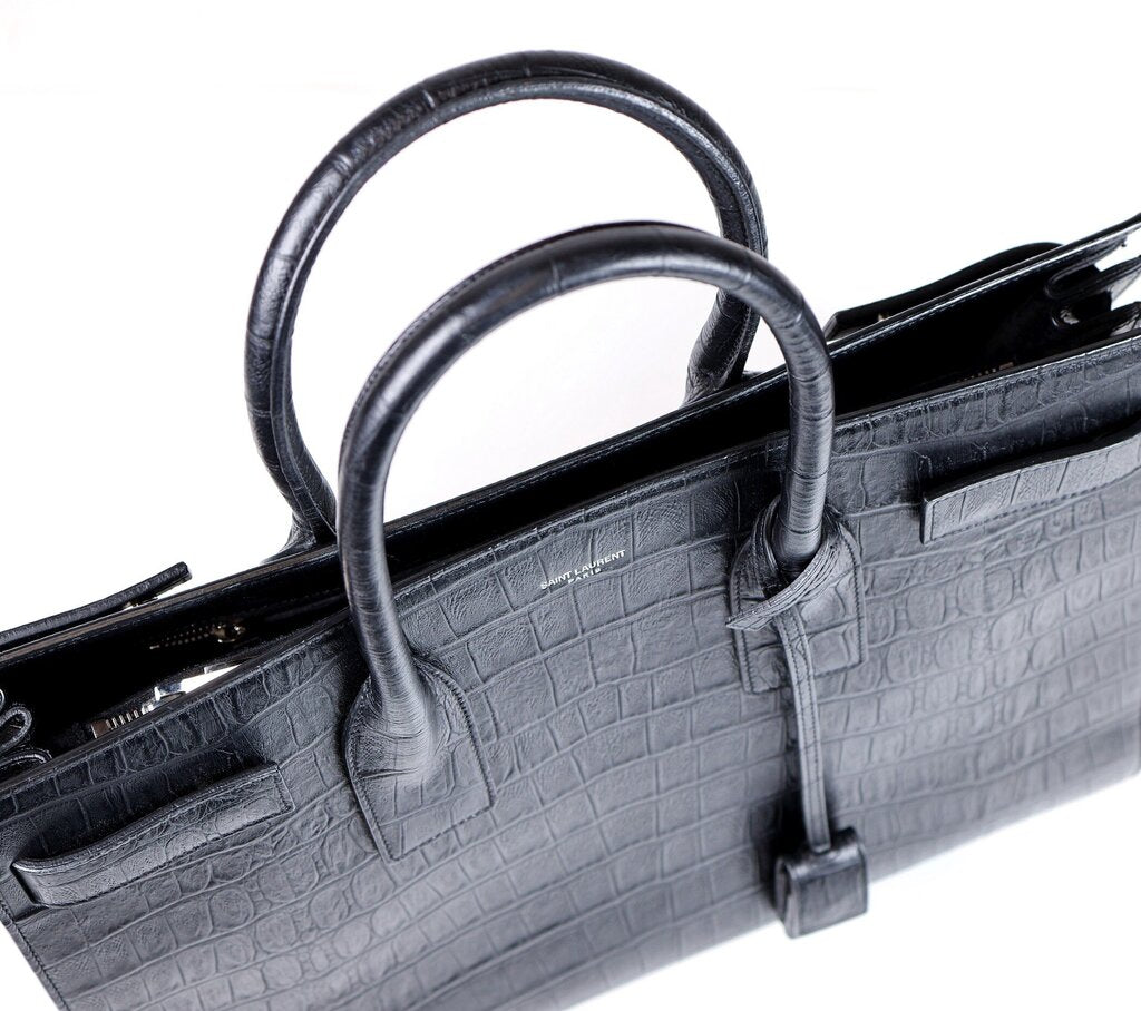 Black Crocodile Embossed "Sac De Jour"