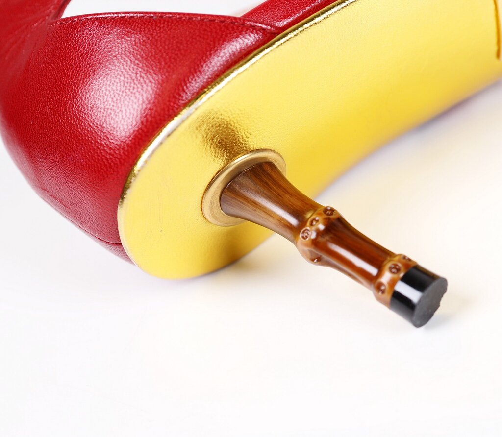 Red Leather Pumps with Striped Strap (40/10)