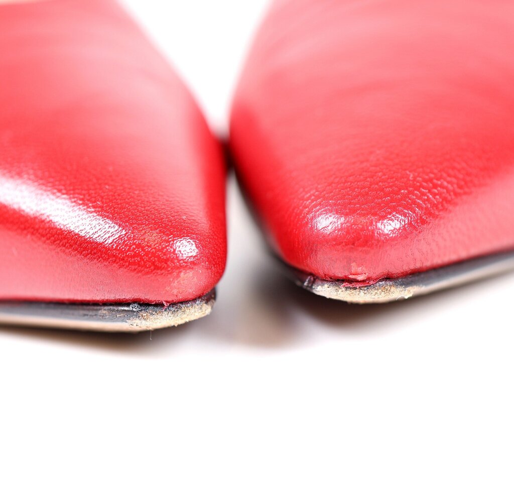 Red Leather Pumps with Striped Strap (40/10)