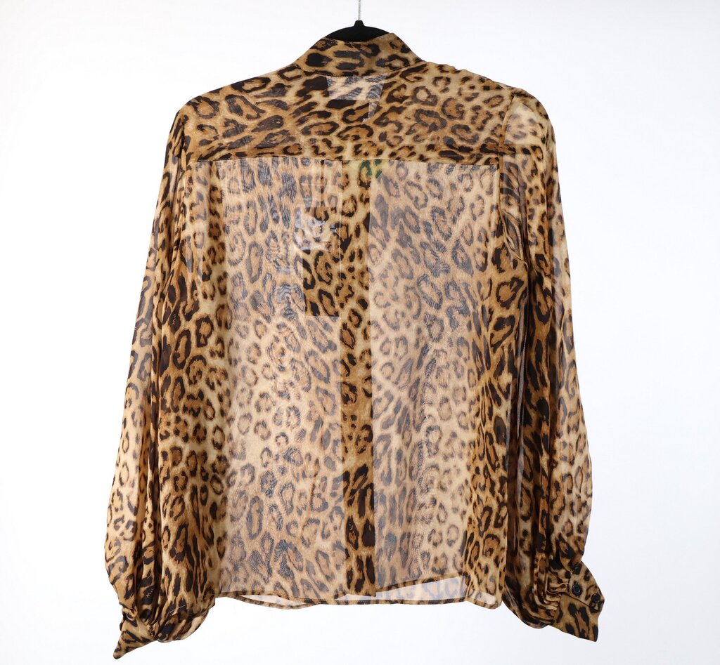 Leopard Print Sheer Silk Blouse (XS)